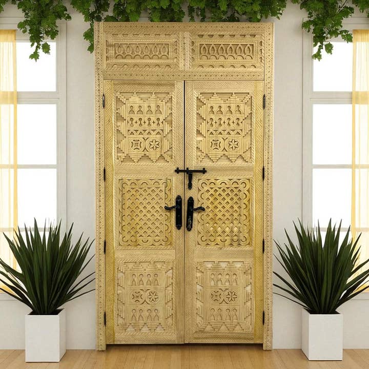 AtlasPerles - Wholesale Wall Accent - Handcrafted Moroccan Carved Doors5