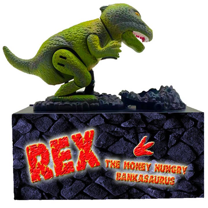REX " the money hungry bankasaurus" Bank for wholesale by Leading Edge