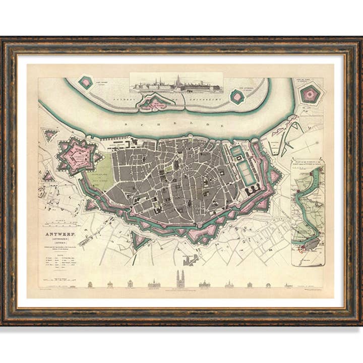 Kaart van Antwerpen Vintage poster van de Europese stad op mat papier Decoratieve antieke wanddecoratie Stadsplattegrond van België voor wholesale door Maps Vintage