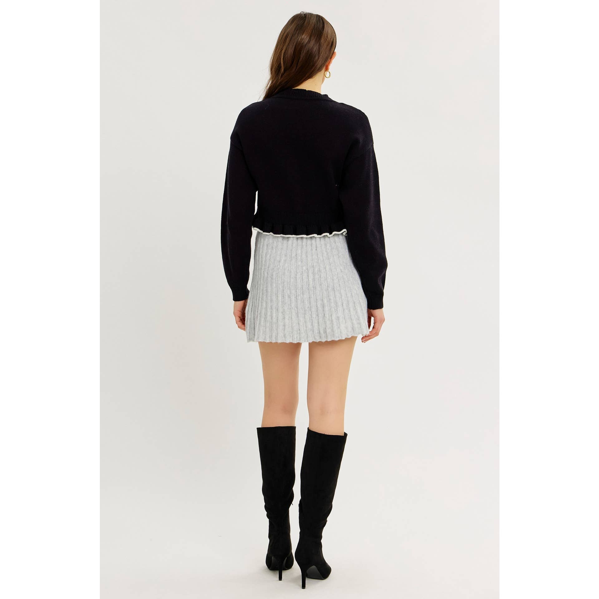 idem ditto - Wholesale Skirt - Women's - FLIRTY ESSENTIAL PLEATED SWEATER MINI SKIRT9