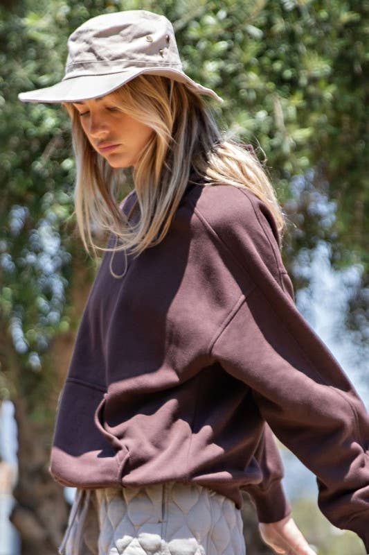 Sunday Morning - Wholesale Jacket - Women's - J383137-Oversized Fleeced Terry Hoodie9