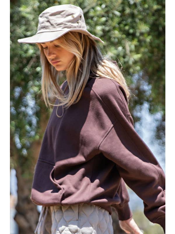 Sunday Morning - Wholesale Jacket - Women's - J383137-Oversized Fleeced Terry Hoodie9