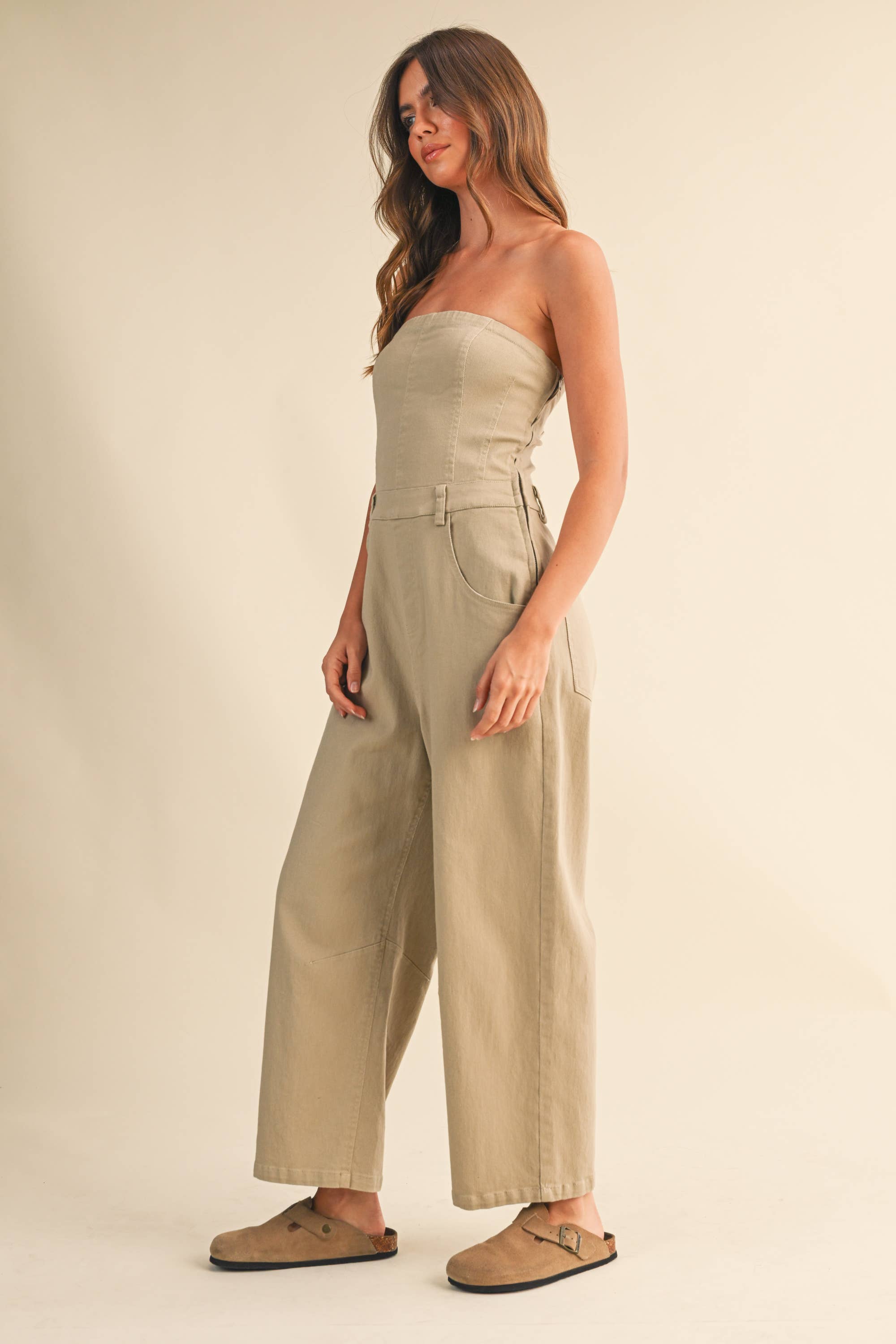 Klesis - Wholesale Jumpsuit - Women's - IJP3099-G STRAPLESS BARREL PANTS JUMPSUIT2