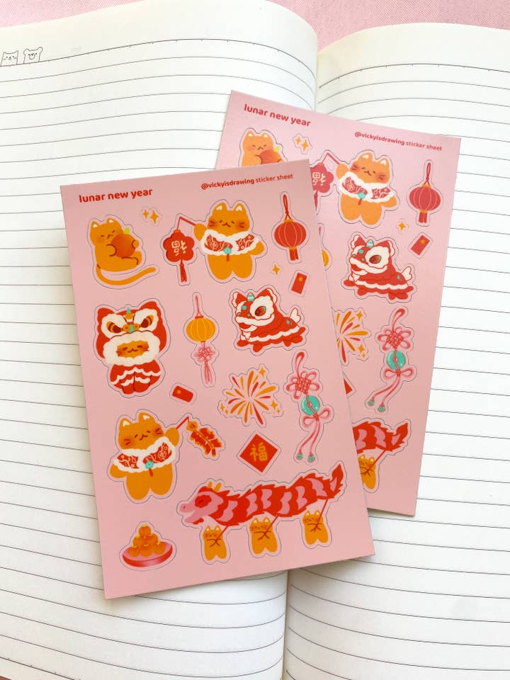 Lunar new year sticker sheet for wholesale by vickyisdrawing