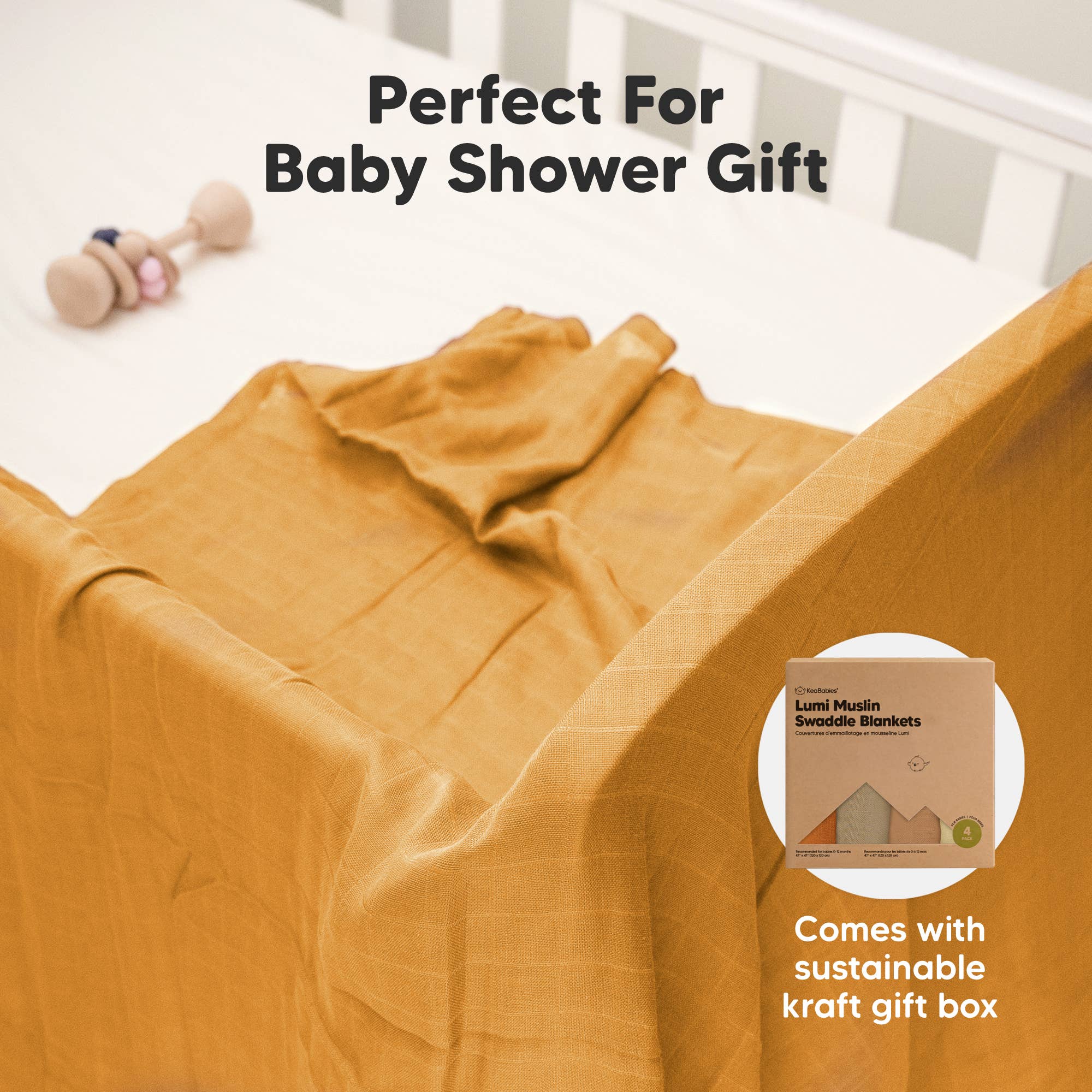 Spice KeaBabies Lumi Muslin Swaddle Blankets for wholesale on Faire8