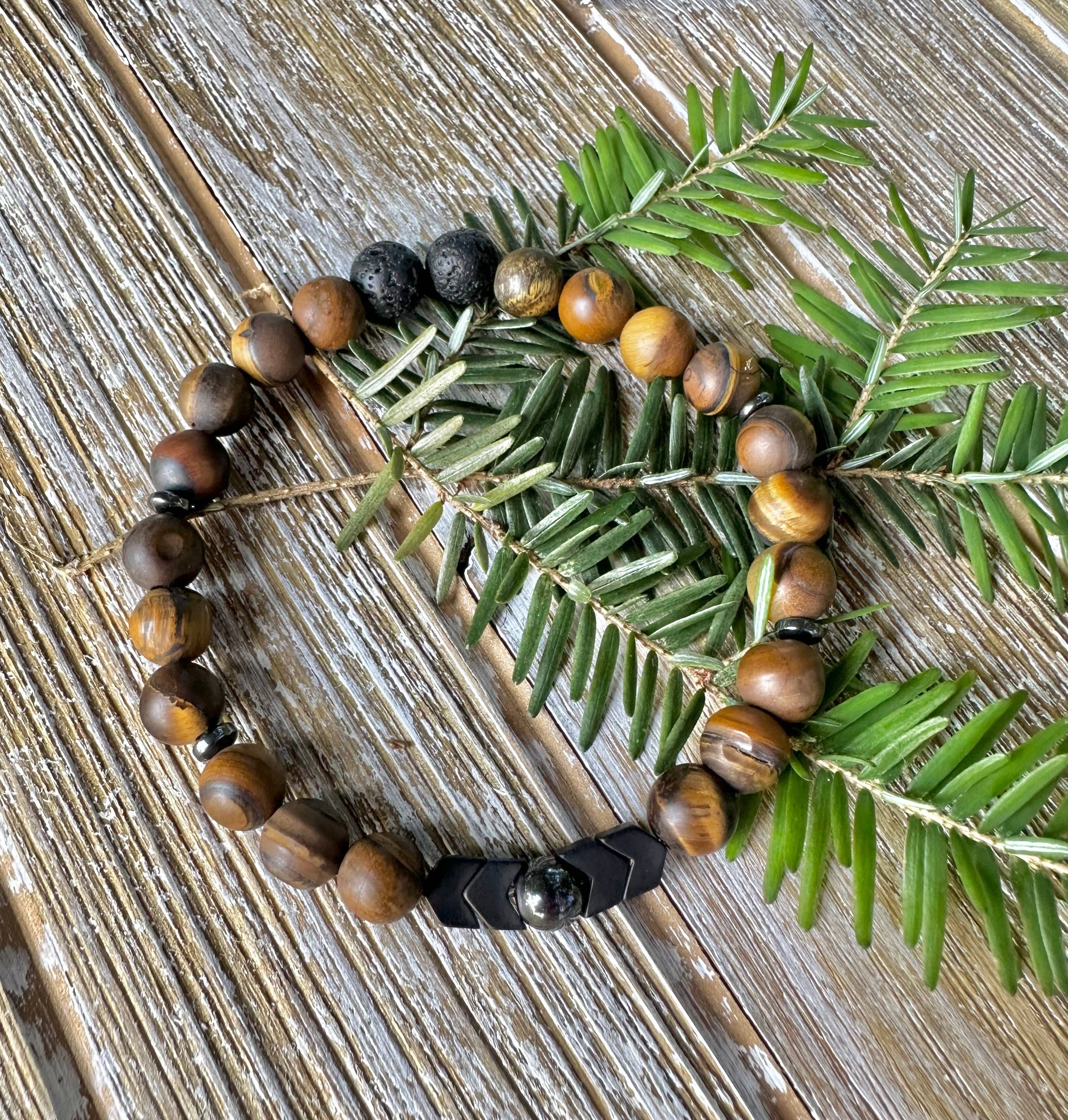 Drops of Wellness Goods – wholesale Beaded bracelet – Beaded Stone Bracelet, Men's Diffuser Jewelry, The Liam