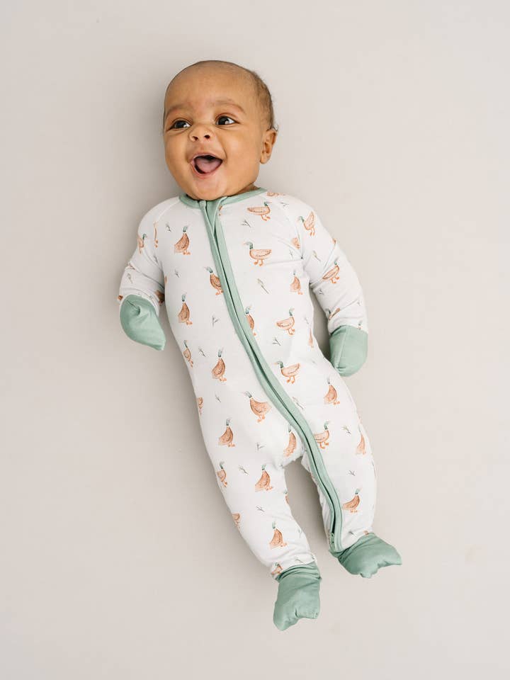 Little One Shop - Wholesale Sleepsuit - Baby - Puddle Ducks Bamboo Sleeper