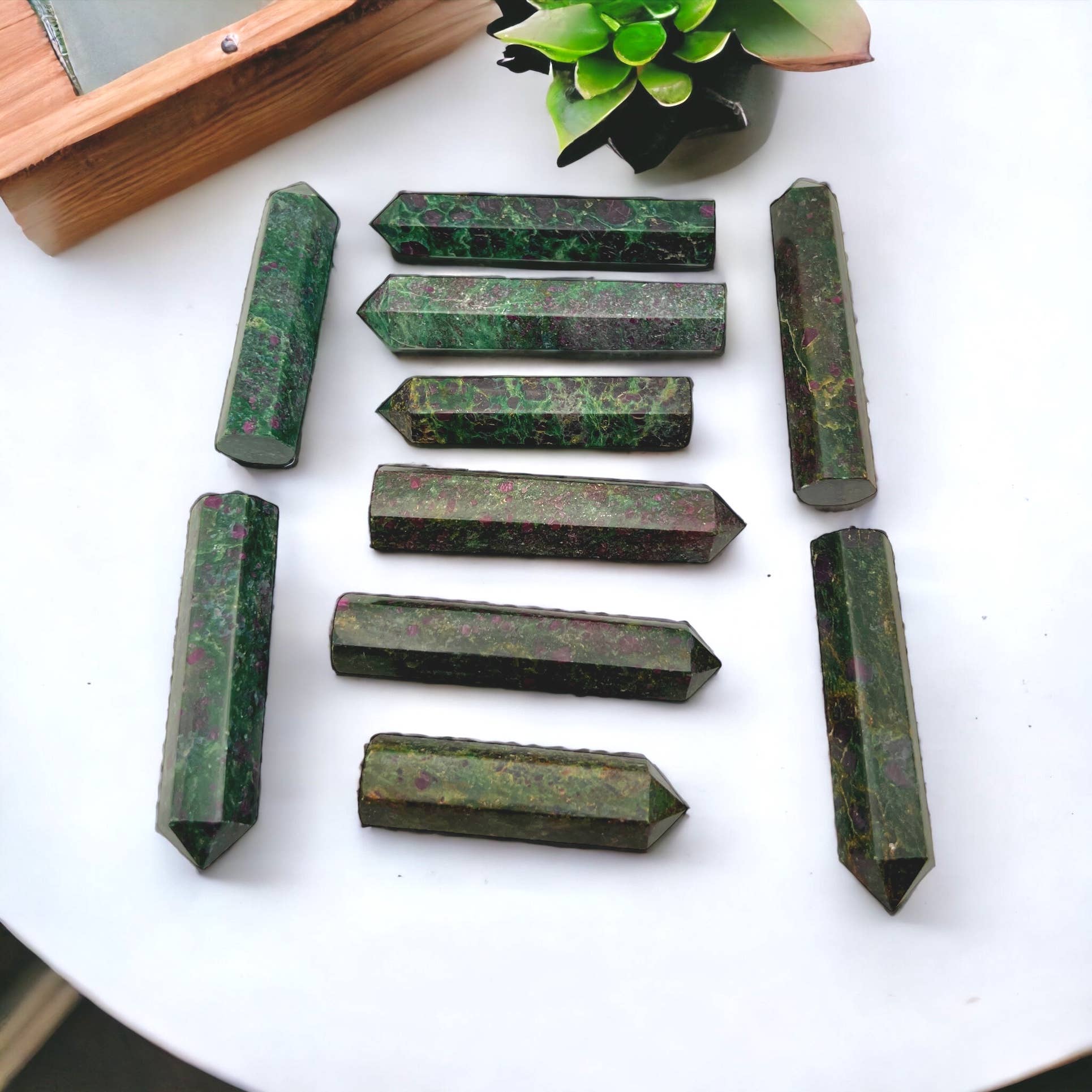 Raj Minerals Inc - Wholesale Spiritual Stone/Crystal - Ruby Fuchsite Towers - 1 kilo