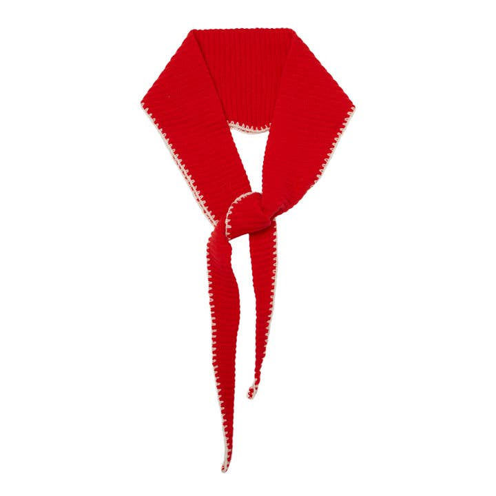Red Stitch Edge Cashmere Diamond Skinny Scarf for wholesale by Somerville Scarves