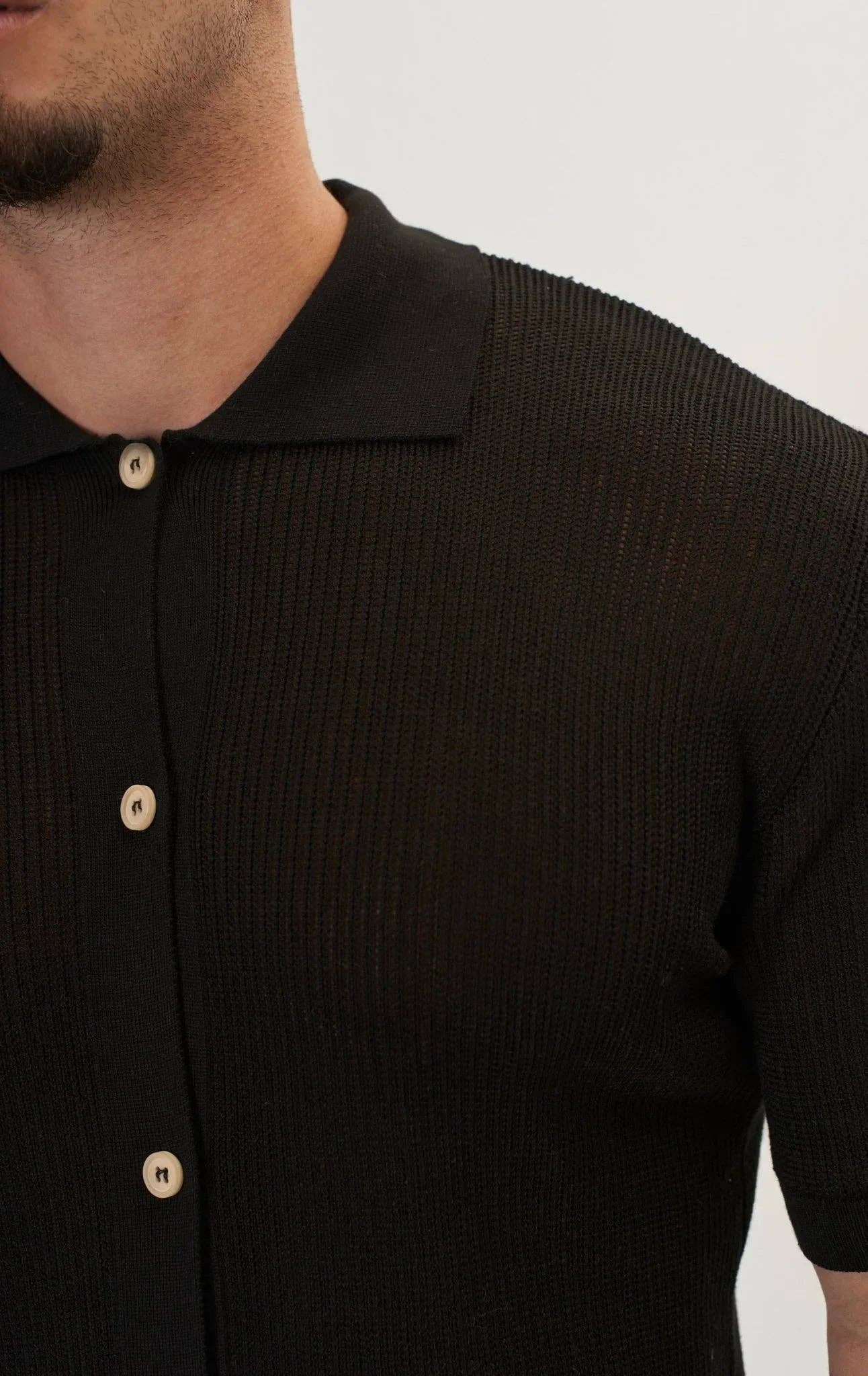 SORT Mænds Gennemsigtig Knap Down Mesh Top - Sort for engroshandel på Faire2