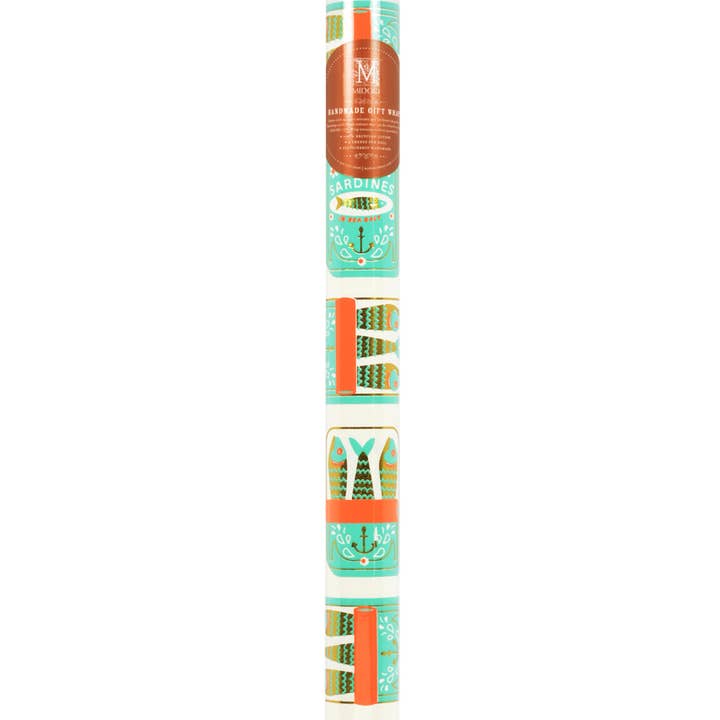 MIDORI Inc. - Wholesale Flat Wrap - Sardines Cream/Aqua/Orange/Gold Foil Gift Wrap2