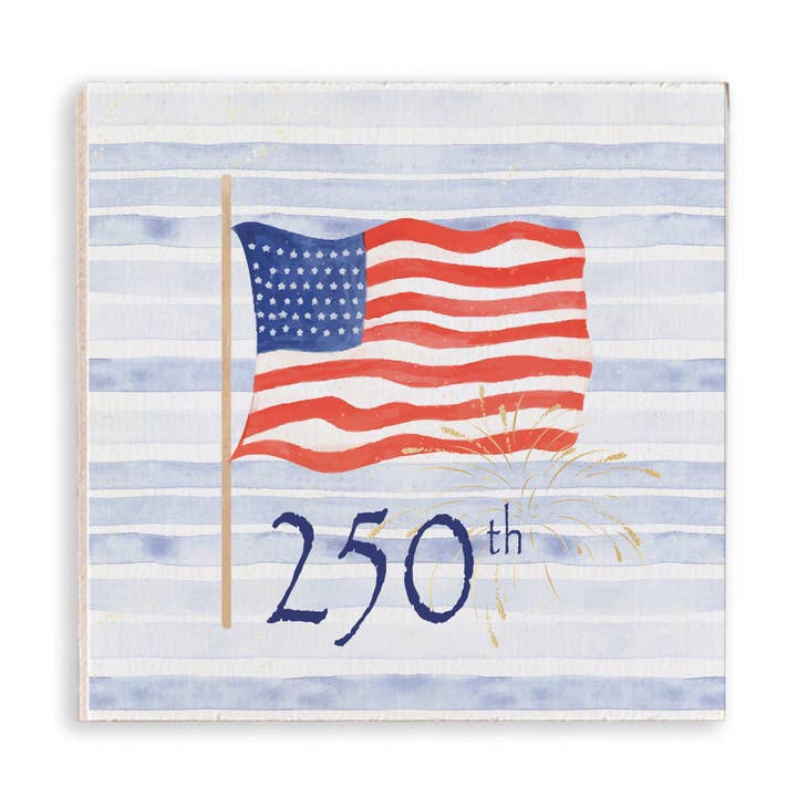 Aimant en bois du drapeau américain 250e anniversaire pour la vente par Rustic Marlin