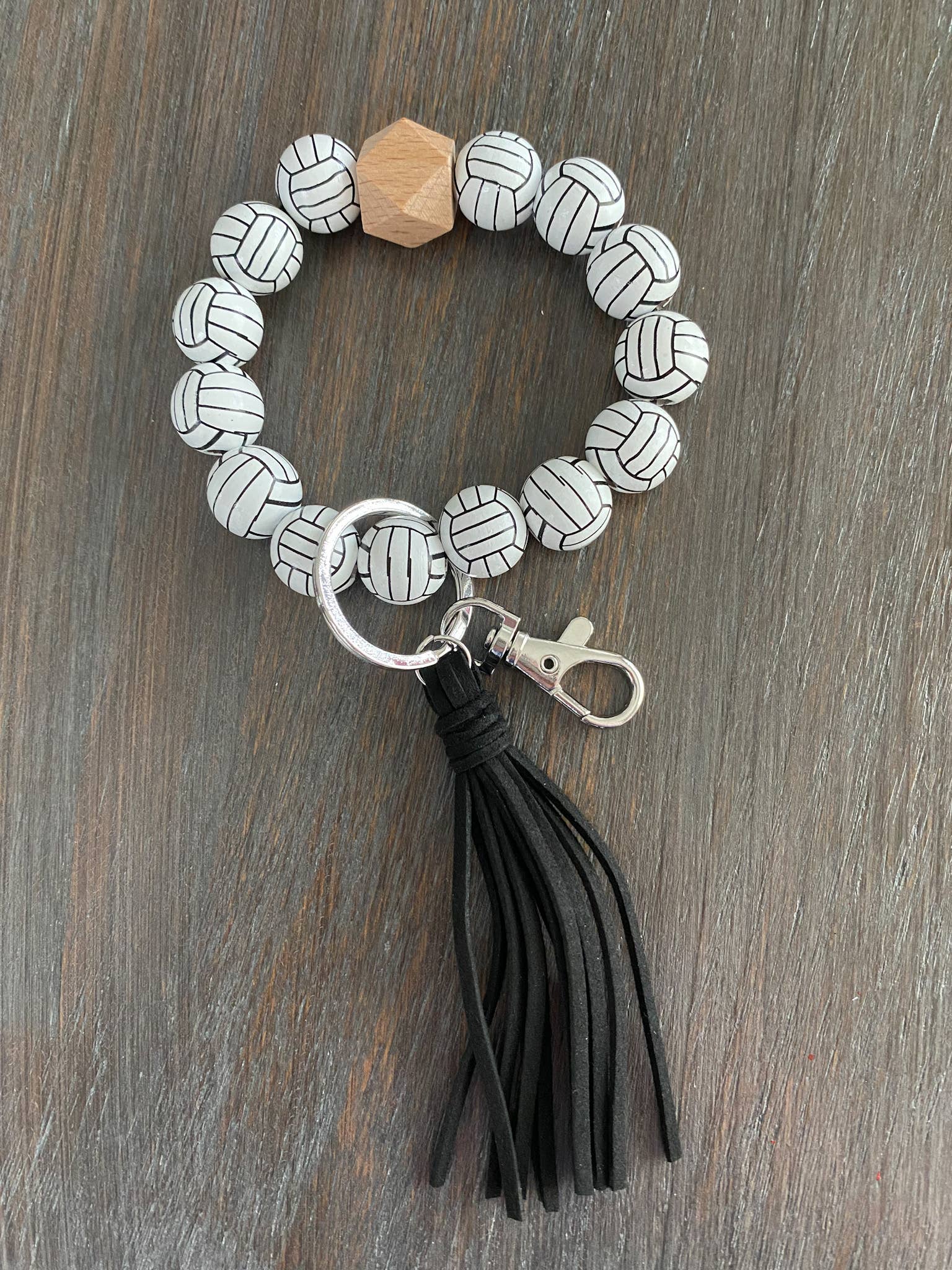 JILLIAN INK LLC - Wholesale Keychain Bracelet - Sports Keychain with Wooden Beads 3