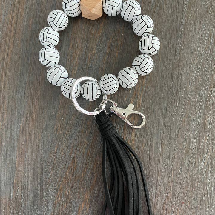 JILLIAN INK LLC - Wholesale Keychain Bracelet - Sports Keychain with Wooden Beads 3
