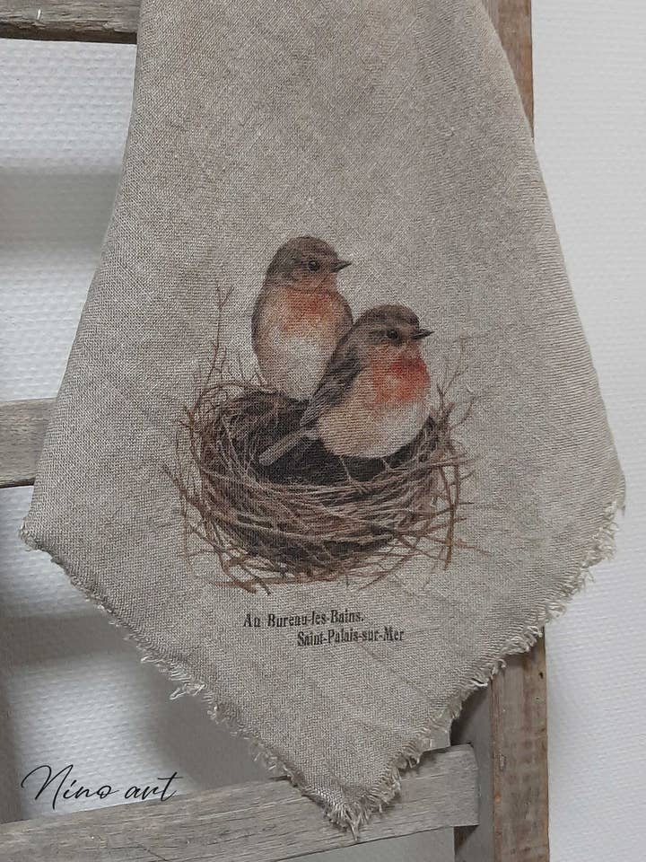 Shabby sier doek Roodborstnestje voor wholesale door Nino-Art