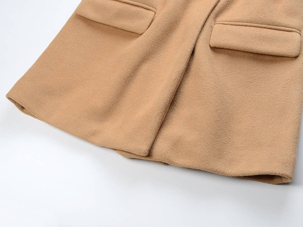 Color as pictures CT105Y Refined Wool Coat with Chain Belt for Cold Seasons for wholesale on Faire5