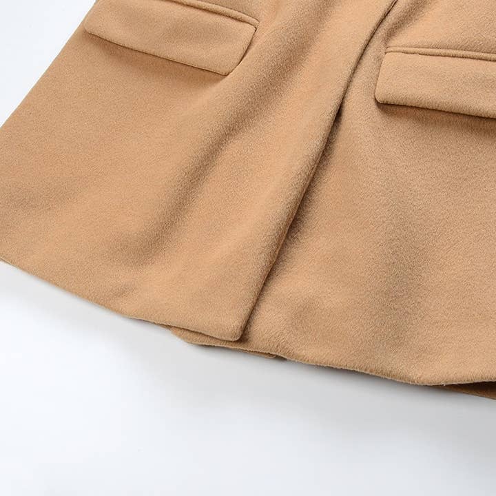 Color as pictures CT105Y Refined Wool Coat with Chain Belt for Cold Seasons for wholesale on Faire5