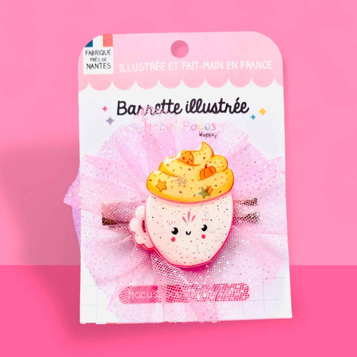 Child hair clip - Autumn mug - Made in France for wholesale by Hocus Pocus Happy