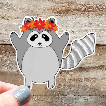 Sassy Raccoon Sticker for wholesale by Gearhart Design Co.