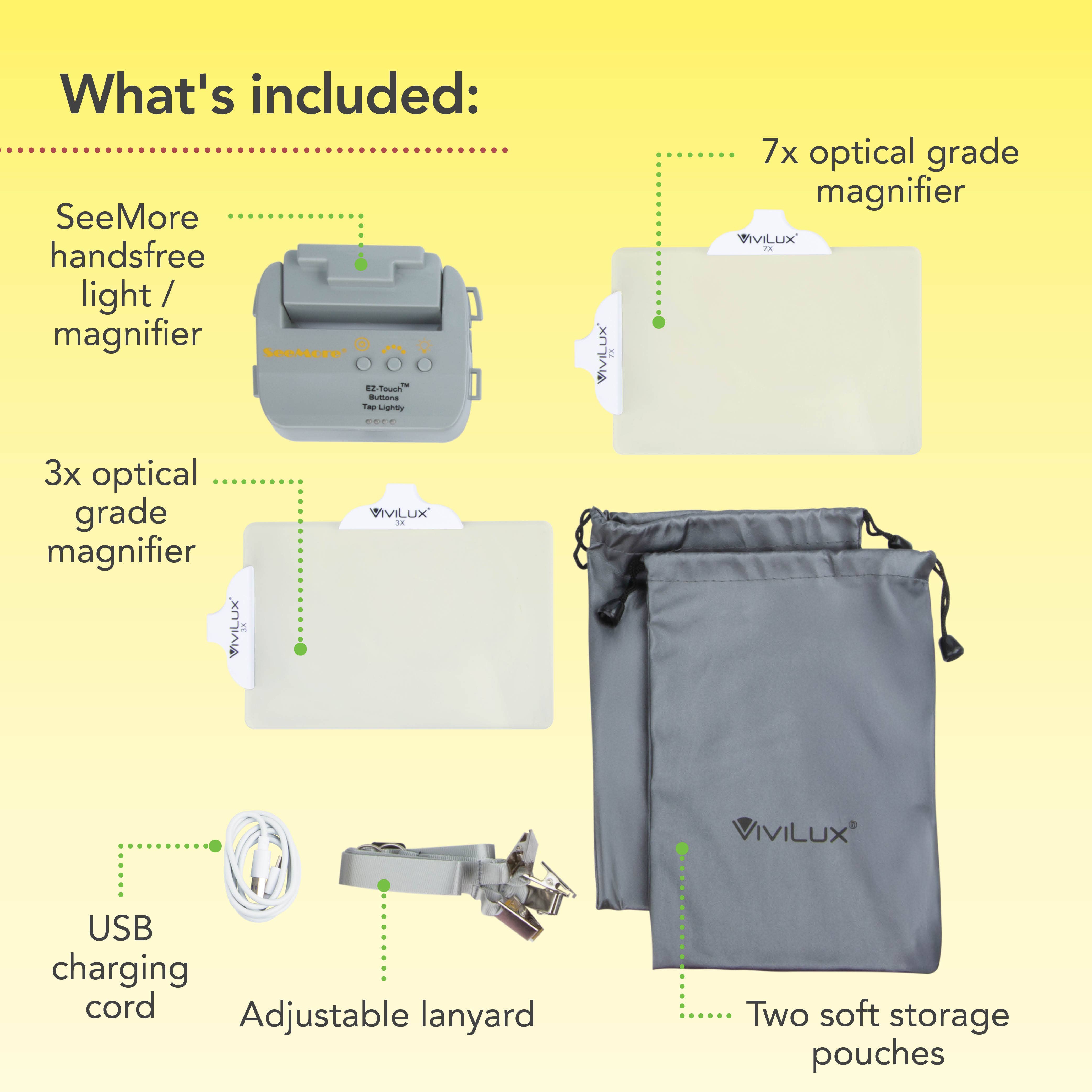 ViviLux LED Lights Magnifiers Lasers - Wholesale Magnifying Glass - LED Neck Light With 3x & 7x Magnifiers, 40 Hour Battery1