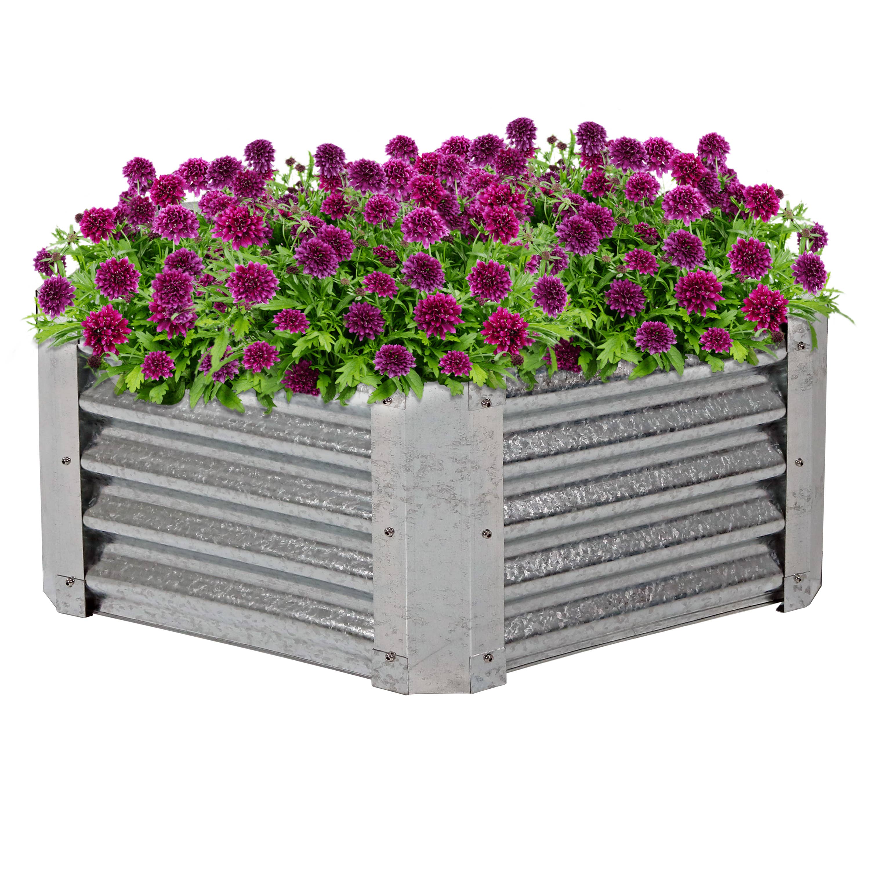 Sunnydaze Decor - Wholesale Planter Box - Corrugated Steel Hexagon Raised Garden Bed - Gray - 40 in7