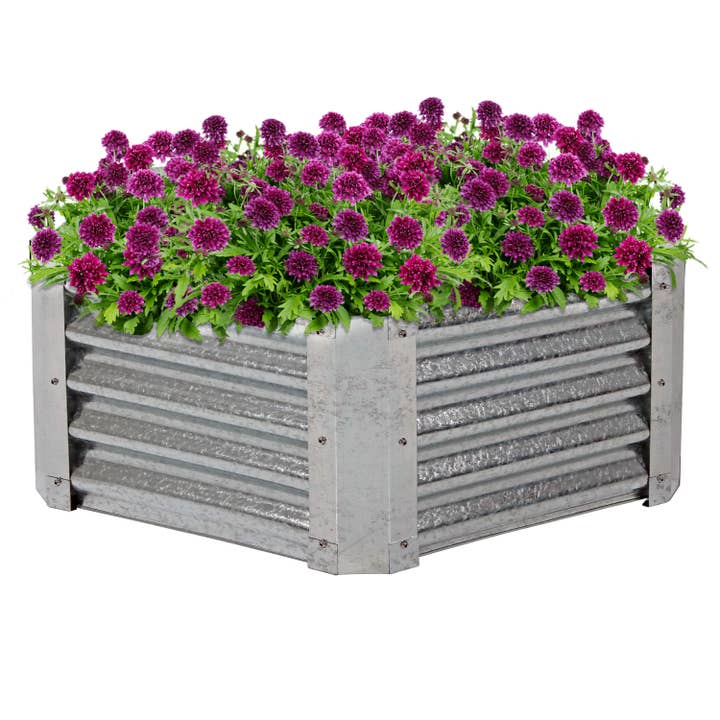 Sunnydaze Decor - Wholesale Planter Box - Corrugated Steel Hexagon Raised Garden Bed - Gray - 40 in7