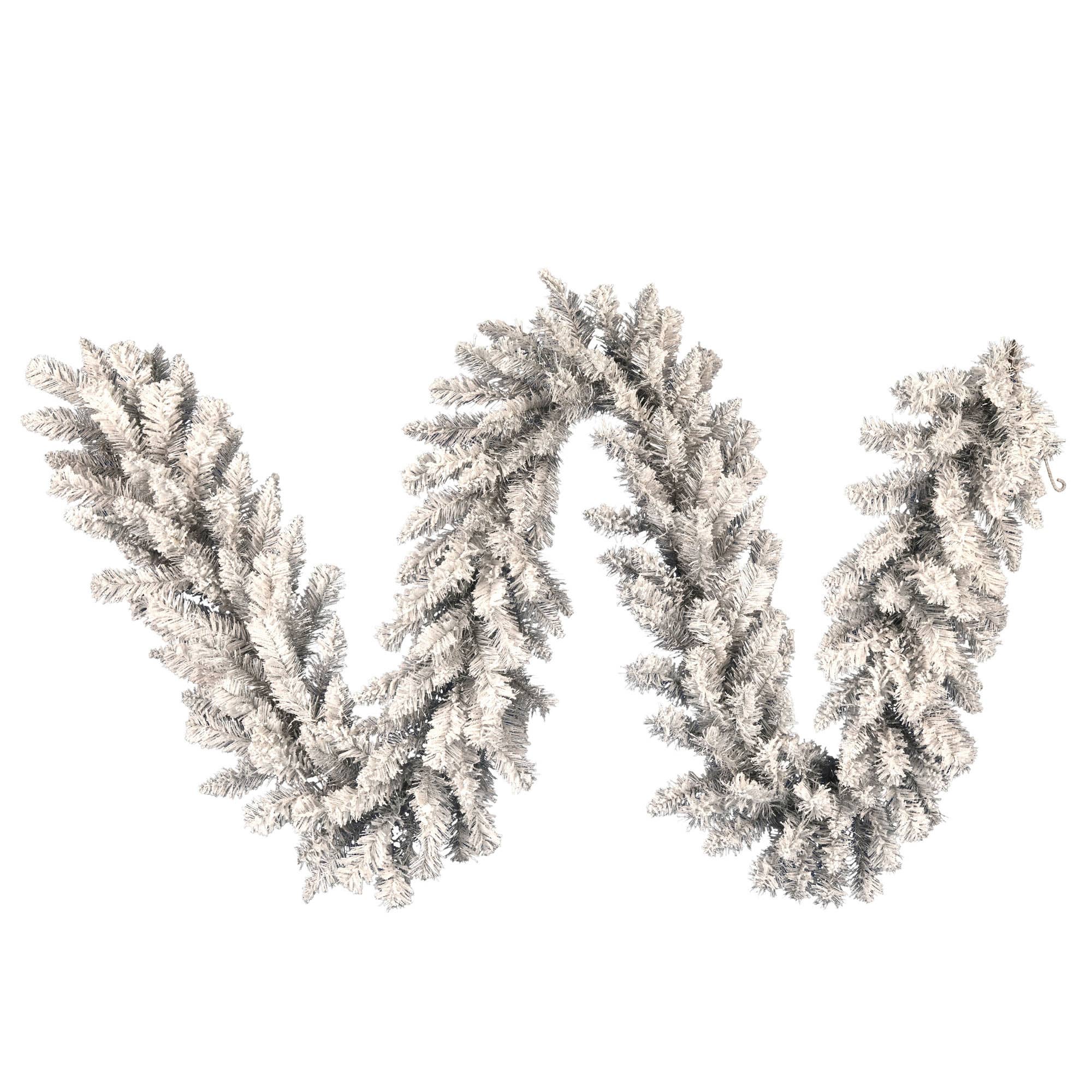 Vickerman 9' x 14" Frosted Silver Garland 230 Tips for wholesale on Faire0