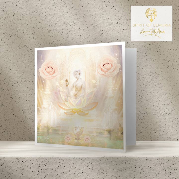 Weiße Tara of Sunlight - Quadratische Grußkarte für den Großhandel von Spirit of Lemuria