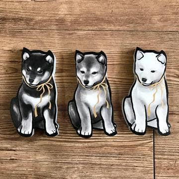 RICE&INK – wholesale Vardagliga hälsningskort – Guld foiled band die-cut Shiba Inu kort, Sumi bläck Zen1