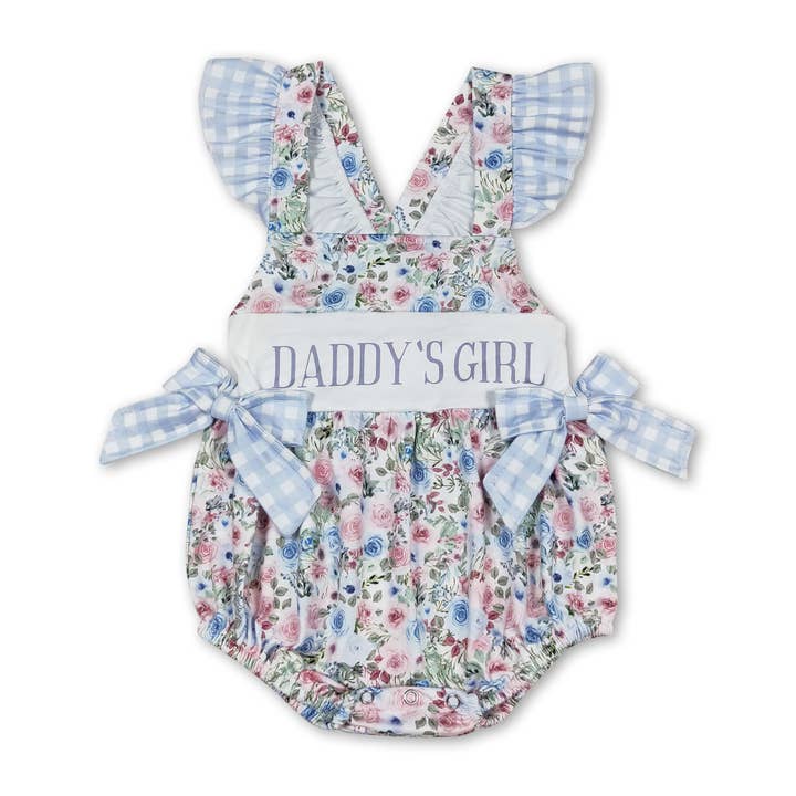 Daddy's girl flutter sleeves floral baby girls romper for wholesale by Yawoo Garments