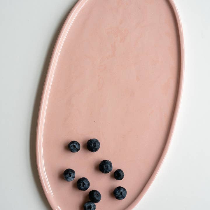 Creating Comfort Lab - Wholesale Platter - Handmade Oval Porcelain Serving Platter. Powder Pink