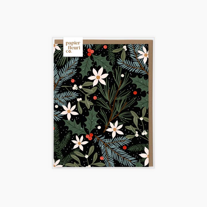 Papier Fleuri Co. - Wholesale Season's Greetings Card - Festive Pattern | Boxed set of 6 cards