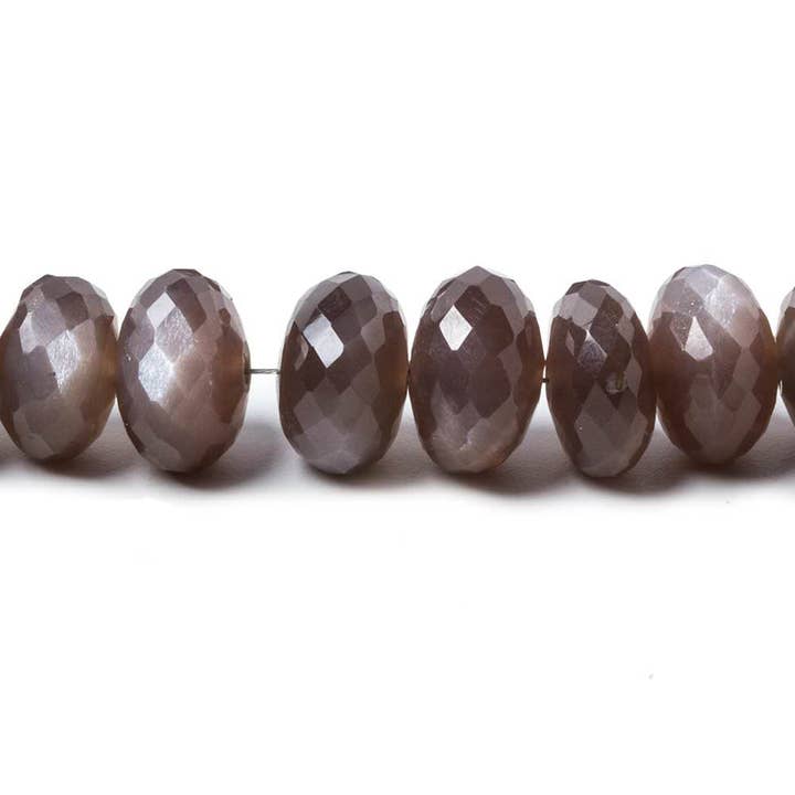 6.5-11mm Chocolate Moonstone faceted rondelle beads 16 inch 67 pieces for wholesale by Beads of Cambay
