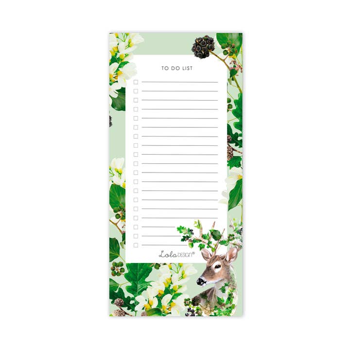 Magnetic To Do List Pad featuring Winter Stag for wholesale by Lola Design Ltd