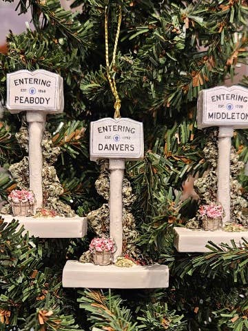 Massachusetts Town Sign Ornament for wholesale by Hestia Creations
