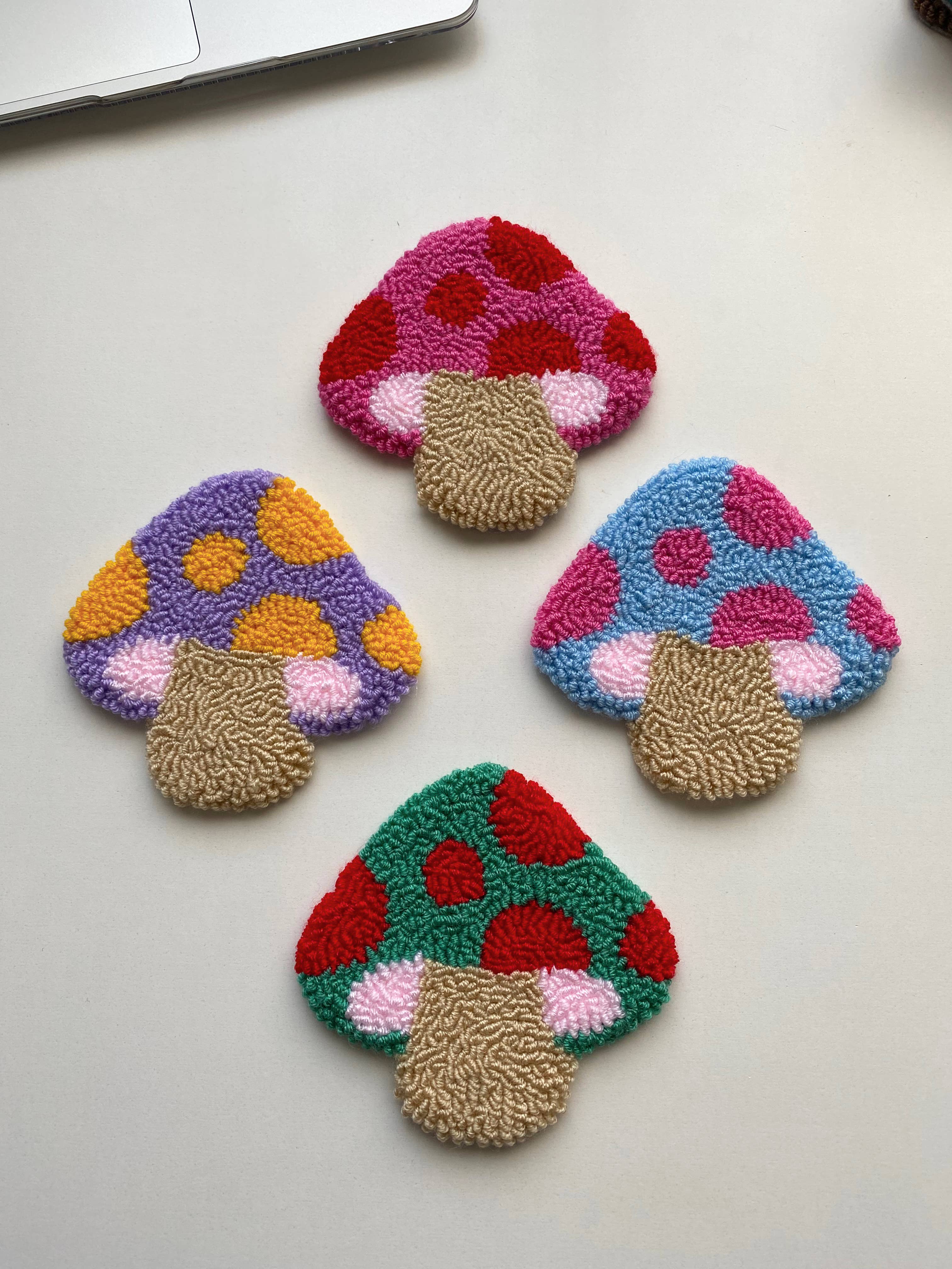 Mudita Rug Studio - Wholesale Coasters - Punch Needle Coasters, Colorful Mushroom Coasters4