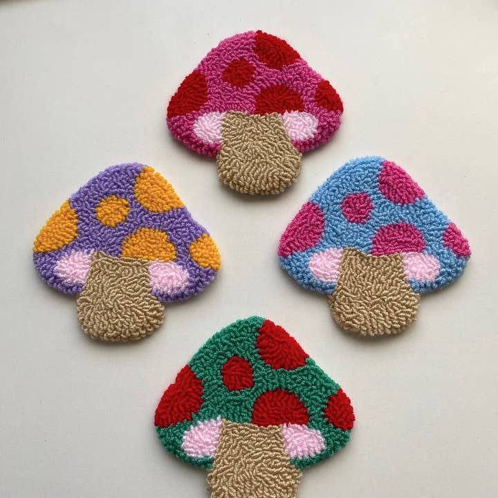 Mudita Rug Studio - Wholesale Coasters - Punch Needle Coasters, Colorful Mushroom Coasters4
