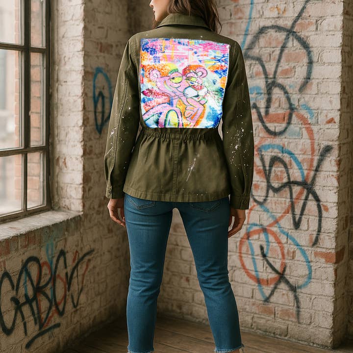 apiedinudinelparco - Wholesale Jacket - Women's - UPCYCLED MILITARY SHORT JACKET WITH SEQUIN PRINT 8