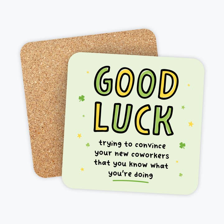 Cadeaux de Félicitations, Bonne Chance, Nouveau Travail, Dessous de Verre Amusant pour la vente par Kreate Paper Co.