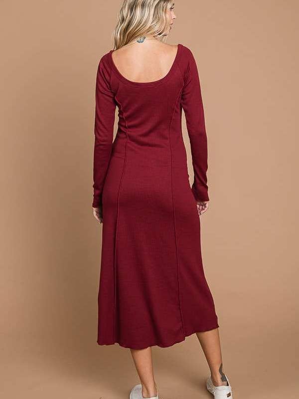 Culture Code - Wholesale Dress - Women's - CRD1844L - TINY NOTCH NECK MERROW LSLV MAXI DRESS15