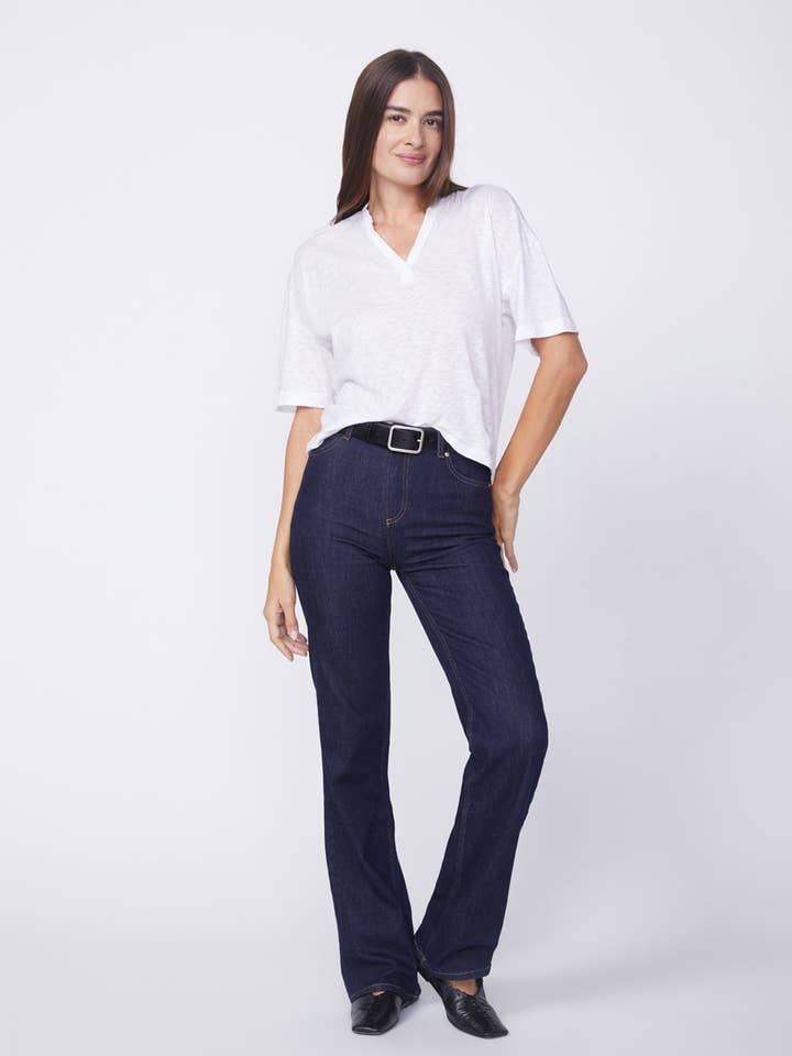 Henley Boxy a Maniche Corte in Supima Slub Bianco per la vendita all'ingrosso da parte di Stateside