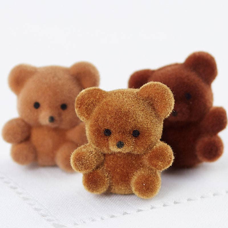 Factory Direct Craft - Wholesale Decorative Tabletop Object - 1" Miniature Brown Flocked Teddy Bears (Bag of 12)1