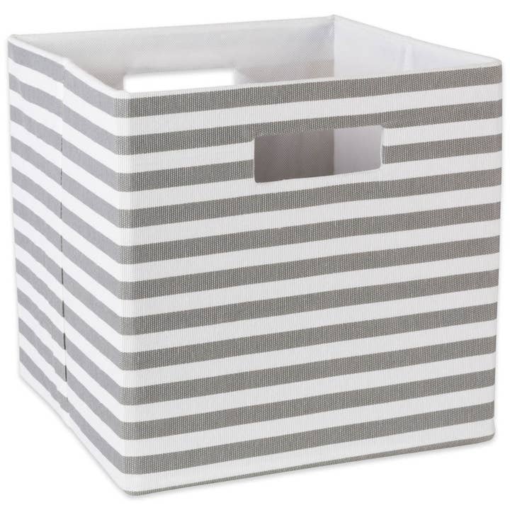 Polyester Cube Pinstripe Gray Square 13 x 13 x 13 for wholesale by Welcome Home Unbeatable Deals