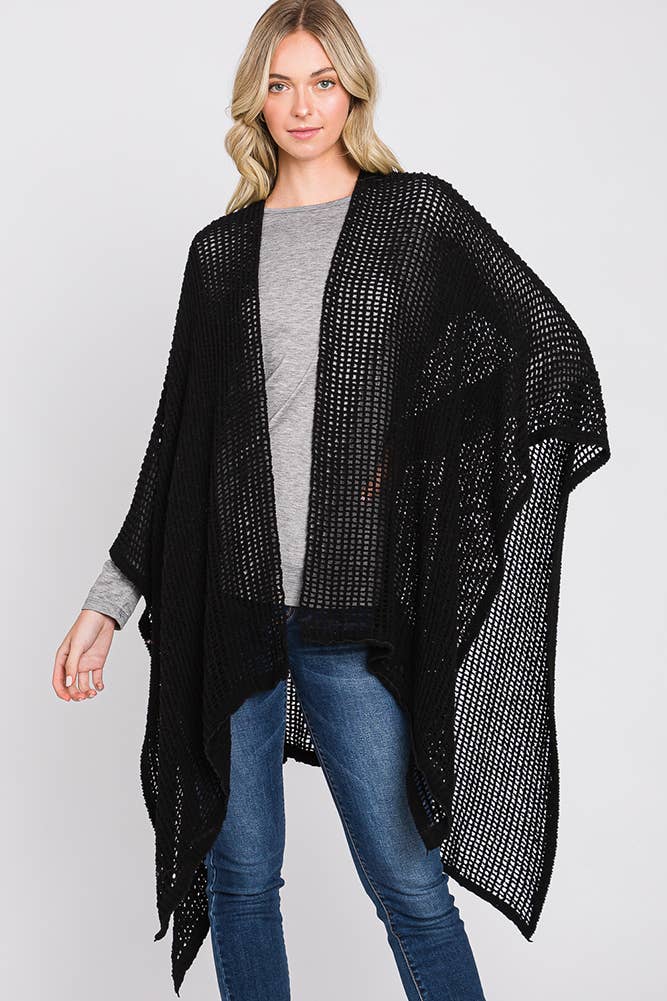 Hana - Wholesale Cardigan - Dames - Solid Chenille Crochet Ruana11