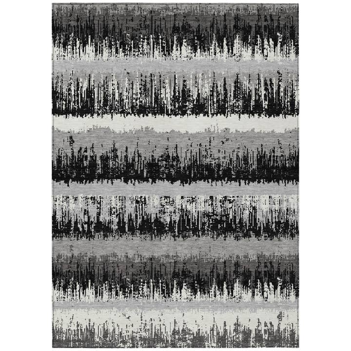 Nyelle Black Washable Indoor-Outdoor Rug for wholesale by LOOMLAN