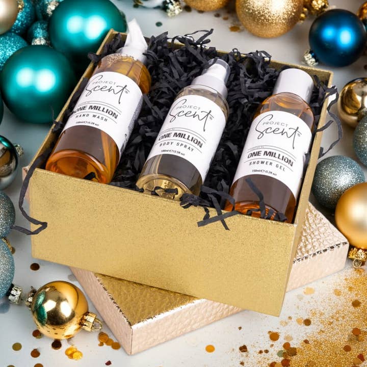 Men’s Christmas Gift Set – Shower Gel, Hand Wash & Body Spray for wholesale by Project Scent