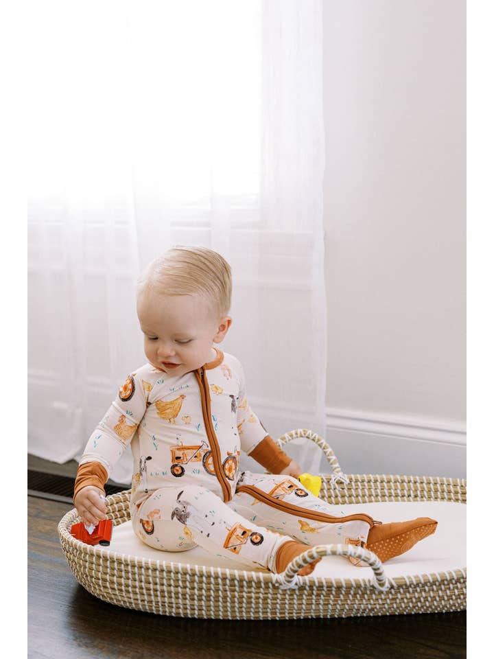 Tiny toes Baby Co – wholesale Byxdress - Baby – Bambu-djurdräkt med dragkedja för lantgårdsdjur8