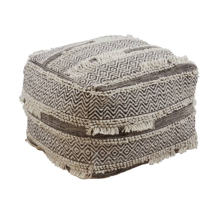 Grey Textured Handwoven Pouf for wholesale on Faire