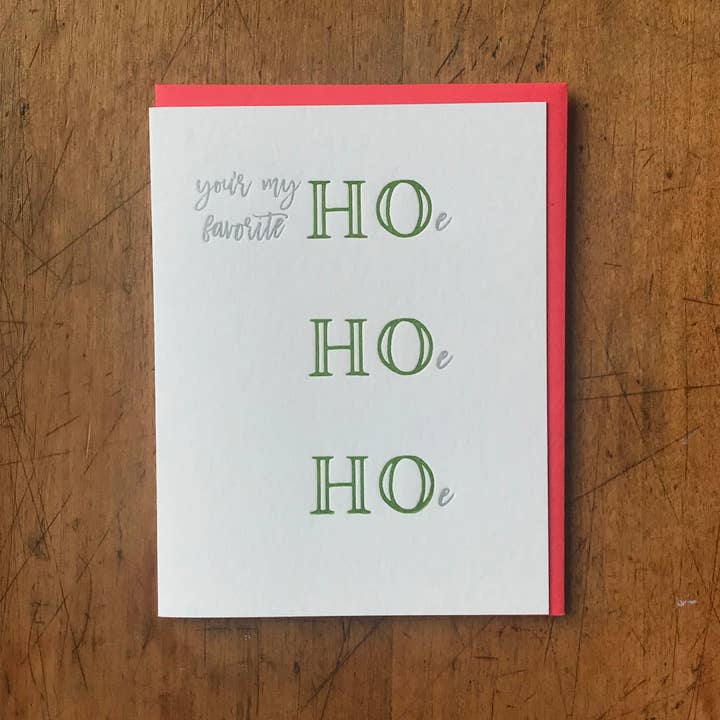 Letterpress PDX - Wholesale Season's Greetings Card - You're My Favorite Hoe Holiday Card - Box of 62