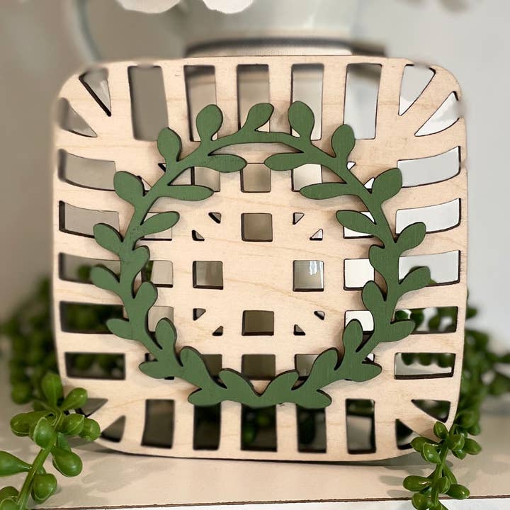 The Home Collection: Tobacco Basket with Wreath for wholesale by EllieJo and Co.